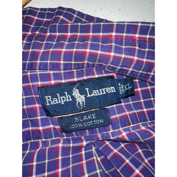 Ralph Lauren Men’s Blake Button Down Shirt Purple Check XL Casual Preppy - Picture 3 of 7